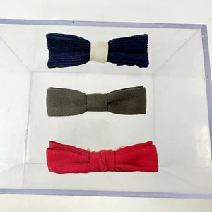 Vintage Royal Rust Resistant Clip On Bow Ties Corduroy Preppy Navy Blue Red Gray - Picture 1 of 15