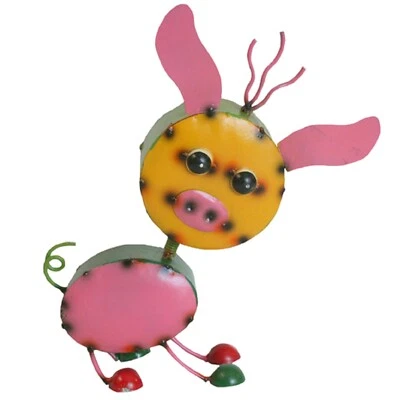 Decoración de patio con cabeza de bobble de metal Oink Pig - NUEVO Foto 1 de 2