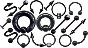 PIERCING SEPTUM TRAGUS HELIX LIPPE NASE AUGENBRAUE OHR INTIM SERIE BLACK LINE - Bild 1 von 19