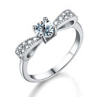 0.5CT D Color 925 Sterling Silver Moissanite Bow Ring Women Engagement Jewely
