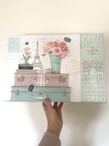 Paris Scene Storage Box Decorative Display Office Bin Organizer - Picture 1 of 5