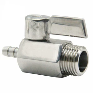 Stainless Steel3/8" Hose Barb x 1/2"NPT Male Mini Ball Valve for Homebrew Kettle - Picture 1 of 2