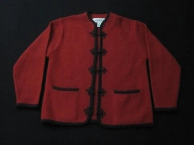 复古水晶神户小号羊毛开衫毛衣小号红色黑色 — 第 1/4 张图片