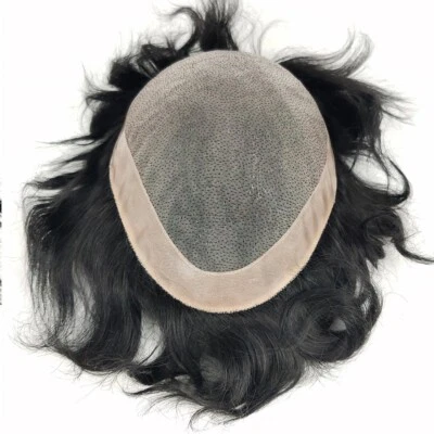 Sistema de reemplazo de cabello 7X9 6" fino mono+PU base 100 % cabello humano hombre toupee Foto 1 de 4