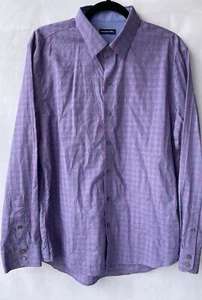 Zachary Prell Dress Shirt Mens Large Purple Plaid Check Cotton Button Up - Picture 1 of 10