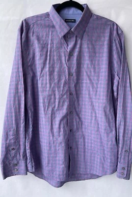 Camisa de vestir Zachary Prell para hombre grande púrpura a cuadros algodón abotonada Foto 1 de 4