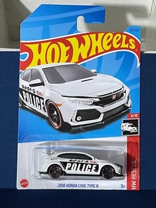 Hot Wheels - 2018 Honda Civic Type R #215 HW Rescue 4/10 (Police Car) White - Picture 1 of 2