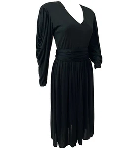 Vestido DE COLECCIÓN PIERRE CARDIN Talla 4 Negro Midi Cinturón Falda Completa Paris NY ArtDeco - Imagen 1 de 23