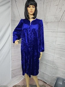 moonbeams PURPLEE Robe House Coat XL crushed velvet snap front - Picture 1 of 5