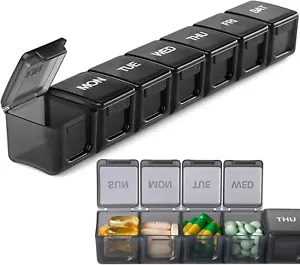 Extra Large Weekly Pill Organizer BPA Free Pill Box 7 Day with XL Compartment-Au - Picture 1 of 7
