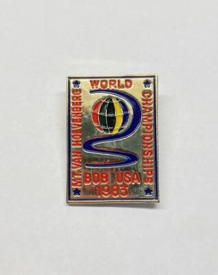 USA Bobsled World Championship Pin Mt Van Hoevenberg Lake Placid NY 1983 Golden - Image 1 of 4