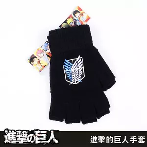 Anime Attack On Titan Half Finger Plush knit Gloves Winter Cosplay Gift Mitten - Picture 1 of 1