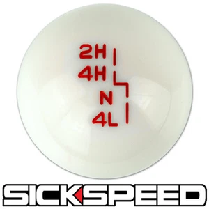 WHITE WITH RED INLAY TRANSFER CASE SHIFT KNOB FOR JEEP YJ TJ JK GEAR SHIFTER - Picture 1 of 1