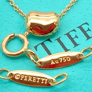 Tiffany & Co. Bohne Anhänger Halskette 16" Elsa Peretti Roségold 1,9 g 6,5 mm - Bild 1 von 20