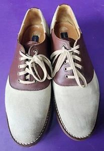Tommy Hilfiger Sand Suede / Brown Saddle Shoes Red Rubber Soles Mens 10.5 M - Picture 1 of 12