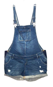 INDIGO BLUE Womens Maternity Denim Shortalls Size XL Adjustable Straps Overalls - Picture 1 of 9