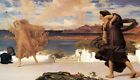 Peinture à l'huile fine filles grecques jouant avec une balle par mer dans paysage sur toile