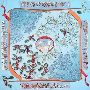 HERMES Scarf Carré90 "Neige d'Antan" Last Year's Snow Unused With Box From Japa - Bild 1 von 12