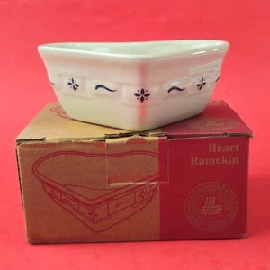 RETIRED LONGABERGER POTTERY:  HEART RAMEKIN BLUE   NIB   JR - Picture 1 of 2