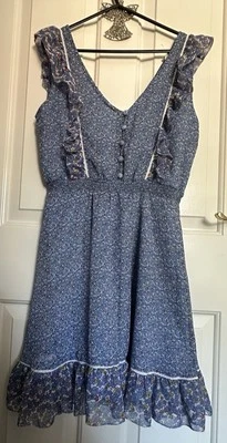 Jack Wills blue floral print ruffled summer tea dress UK 10 - Image 1 of 2