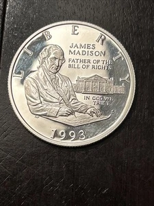 1993 S Proof Silver James Madison Commemorative Half Dollar BU - Picture 1 of 2