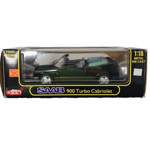 Anson Black SAAB 900 Turbo Cabriolet Convertible 1:18 Die Cast Car With Box - Picture 1 of 24