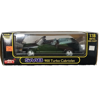 Anson Black SAAB 900 Turbo Cabriolet Convertible 1:18 Die Cast Car With Box - Image 1 of 4