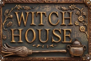 Witch House Vintage Metal Sign Decor Plaque 8X12 in Funny Retro Poster for Garag - Picture 1 of 12