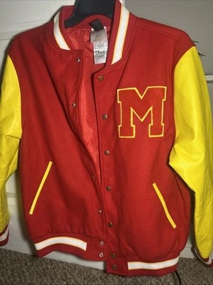 Rubies Men’s Michael Jackson Thriller Jacket Red Logo Varsity Letterman Bomber - Image 1 of 3