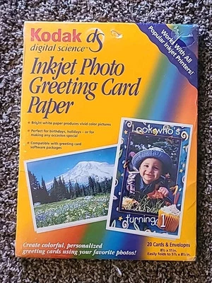 Kodak D S 8.5" X 11" Inkjet Photo Greeting Card Paper 20 Cards+ Envelopes SEALED - Image 1 of 4