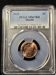 2025 P Lincoln Shield Cent PCGS MS67RD TOP POP Non Higher Graded - Picture 1 of 4