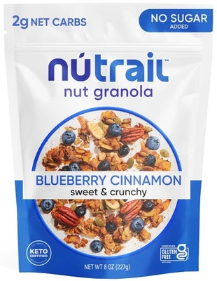 Cereal NuTrail Nut Granola, canela arándano, sin azúcar añadido, ceto, sin gluten Foto 1 de 2
