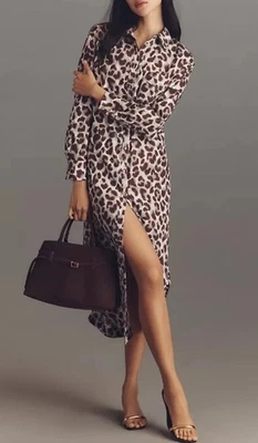 NWT Anthropologie Soren 2X Leopard Print Long-Sleeve Cotton Shirt Dress by Maeve - Image 1 of 4
