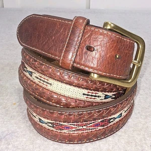 Orvis Southwestern Gürtel Leder & geflochten Büffel braun Gr. 42 Made USA - Bild 1 von 11