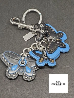 COACH Dije Mariposa Cuero Azul Llavero Dije Mariposa Usado De Japón Foto 1 de 4