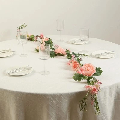 BLUSH 6 ft Artificial Rose Peony Flower Garland Wedding Party Event Decorations - Image 1 of 4