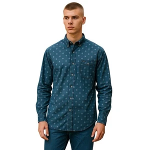 Rip Curl Long Sleeve Shirt Men Size Medium Navy Blue Patterned Casual Dress - Picture 1 of 10