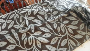 Ice Blue Brown Print Chenille Upholstery Fabric 1 Yard R554 - Picture 1 of 1