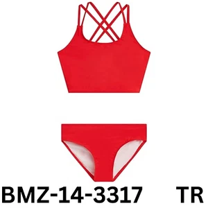 Kanu Surf Girls' Waverly UPF 50+ Beach Sport Criss-Cross Tankini, Solid Red, 14 - Picture 1 of 3
