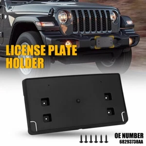 Front License Plate Mounting Bracket Black For 2018-23 Jeep Wrangler Gladiator T - Picture 1 of 19