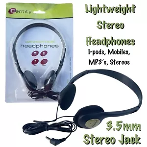 LIGHTWEIGHT STEREO HEADPHONES - 3.5mm JACK for use with IPODS, MP3s, MOBILES - Picture 1 of 3