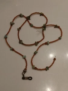 Old Pawn Turquoise And Red Coral Beaded Eyeglass Necklace Chain For Repair - Picture 1 of 4