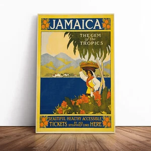 Vintage Travel Jamaica Canvas Wall Art Print Framed Picture Decor Living Room - Picture 1 of 7