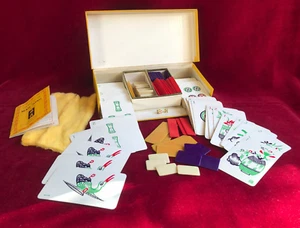 Carte da gioco pre-WW2 Mahjong Set De La Rue scatola originale completo Mah Jong 1923 - Foto 1 di 23