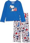 Munki Munki Nite Nite Kids size 10 Peanuts Snoopy Christmas Pajama Set blue gray