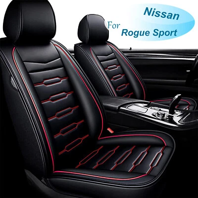 For Nissan Rogue Sport 2017-2022 Front 2 Seat Covers PU Leather Black&Red Lines - Изображение 1 из 4