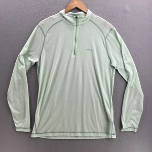 Orvis Mens Long Sleeve Polo Shirt Size Medium Light Green 1/4 Zip DryRelease EUC - Picture 1 of 9