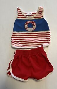 Heath Tex VINTAGE Baby Boy Life Guard Outfit 12 Months Navy Blue & White