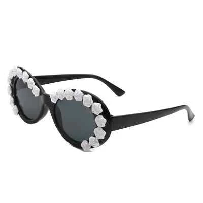 Gafas de sol redondas de moda para mujer con diseño floral - ovaladas 100 % protección UV gafas Foto 1 de 4