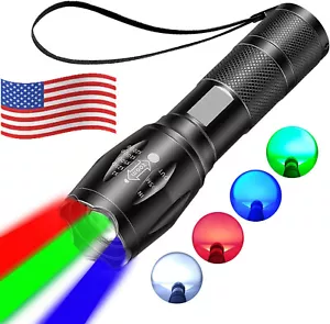 LED Flashlight Type-C Rechargeable 4 in 1 Multi-Color Torch for Camping Hiking - Picture 1 of 10